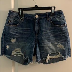 Mid-rise ripped jean shorts